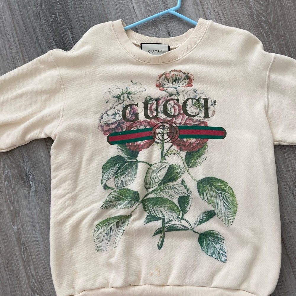 Gucci Cream Sweatshirt with Floral Design